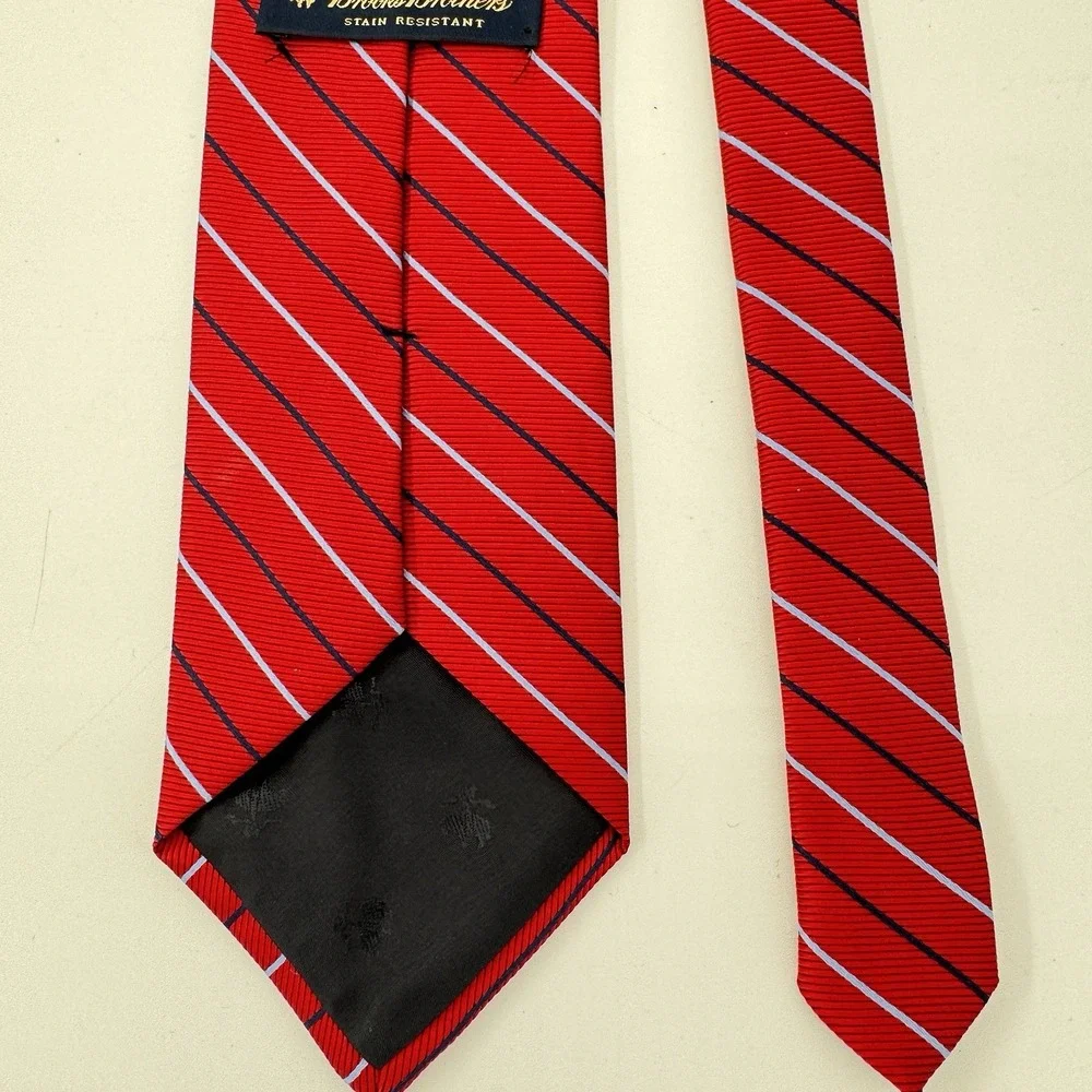 Brooks Brothers Red Rep Stripe 100% Silk Tie 3.75 Classic Wide USA Made 61